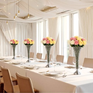 VEVOR Σετ 4 Κρυστάλλινων Βάζων Γάμου, Ύψος 51 εκ, Ασημί HLHP20INCHY...