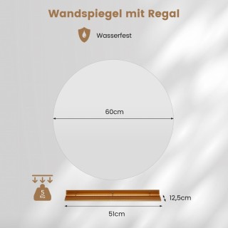 Costway Καθρέφτης Τοίχου με LED Φωτισμό και Ράφι για Μπάνιο BA8215DE Costway Καθρέφτης Τοίχου με LED Φωτισμό και Ράφι για Μπάνιο BA8215DE