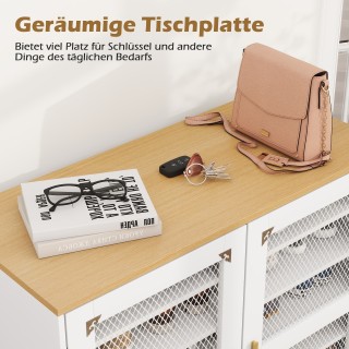 Costway Μοντέρνα Λευκη Ξύλινη Παπουτσοθήκη με Πόρτες, Ρυθμιζόμενα Ρ...