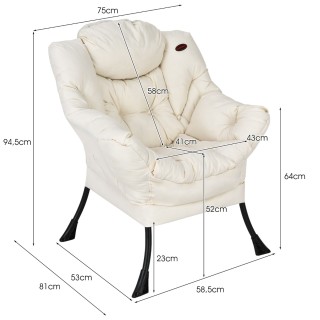 Costway  Άνετη Πολυθρόνα με Μπράτσα & Πλευρική Τσέπη  Μπεζ NP10118BE