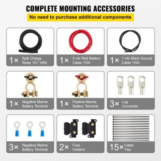 VEVOR Κιτ Ρελέ Φόρτισης 12V, 140AMP VSR, Συμβατό με Οχήματα & Σκάφη...