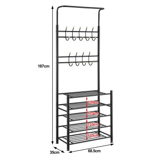 BAKAJI Κρεμάστρα εισόδου με μεταλλική δομή, 9 γάντζοι με παπουτσοθ... BAKAJI Κρεμάστρα εισόδου με μεταλλική δομή, 9 γάντζοι με παπουτσοθ...