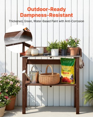 VEVOR Ξύλινος Πάγκος Κηπουρικής Εξωτερικού Χώρου με Επιφάνεια 78 x ...