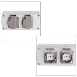 BAKAJI  Εξωτερικό Κουτί Πολύπριζου Τοίχου με 2 Αδιάβροχες Πρίζες Sc...