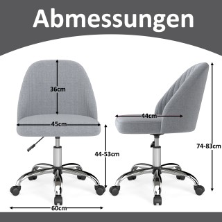 Costway Γκρι Περιστρεφόμενη Καρέκλα Γραφείου Χωρίς Μπράτσα - Ρυθμιζ...