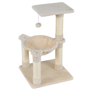 Costway Γατόδεντρο 64 εκ. με πλατφόρμες, αιώρα, μπάλα και στύλους α...