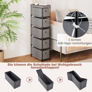 Costway Πτυσσόμενη Συρταριέρα 5 Θέσεων με Μεταλλικό Πλαίσιο -- Γκρι...