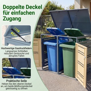 Costway Ντουλάπι Κάδων Απορριμμάτων για 2 x 120 L, Ανθεκτικό στις Κ... Costway Ντουλάπι Κάδων Απορριμμάτων για 2 x 120 L, Ανθεκτικό στις Κ...