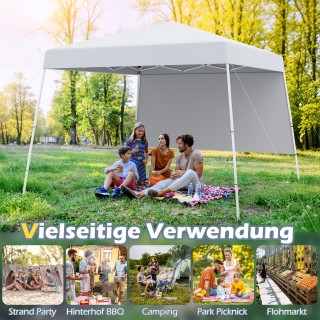 Costway Λευκή Αναδιπλούμενη Αδιάβροχη Τέντα 3x3 μ με Προστασία από ...