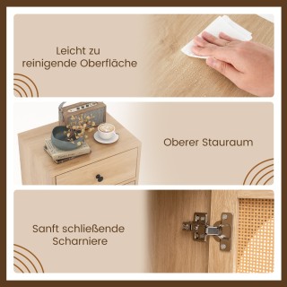 Costway Πολυλειτουργικό Ντουλάπι PE-Rattan με Ρυθμιζόμενα Ράφια και...