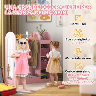 AIYAPLAY Κρεμάστρα για Παιδιά με Ράφια Κουτιά και Καθρέφτη από Ξύλο...