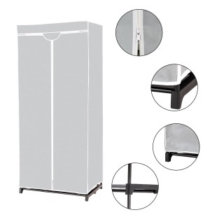 Costway  Ντουλάπα υφασμάτινη με ράγα ρούχων, 75 x 50 x 170 εκ., Γκρ...