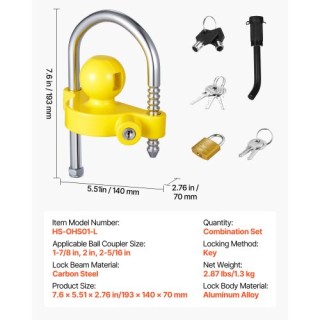 VEVOR Κιτ Κλειδώματος Κοτσαδόρου, Αντι-Κλοπικό για Τροχόσπιτα, Σκάφ... VEVOR Κιτ Κλειδώματος Κοτσαδόρου, Αντι-Κλοπικό για Τροχόσπιτα, Σκάφ...