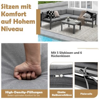 Costway Τριμερές Σετ Καναπέ Αλουμινίου με Ρυθμιζόμενη Πλάτη και Μαξ...