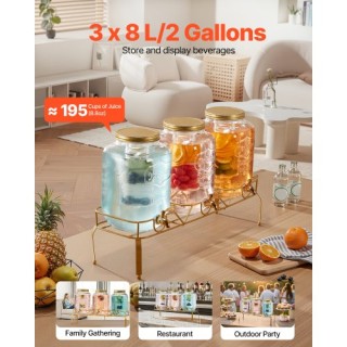 VEVOR Διανομέας Ποτών 8L Γυάλινος με Βάση 3 Τεμάχια για Πάρτι YLFPQ... VEVOR Διανομέας Ποτών 8L Γυάλινος με Βάση 3 Τεμάχια για Πάρτι YLFPQ...