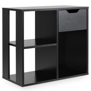 Costway  Μαύρη Ξύλινη Βιβλιοθήκη με Συρτάρι & 3 Θέσεις – Πολυλειτου...