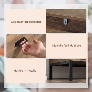 HOMCOM Συρταριέρα μοριοσανίδα με 4 συρτάρια και μεταλλική για σαλόν...