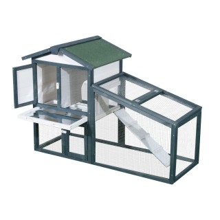 PawHut Κλουβί για Κουνέλια Ζώα σε Ξύλο Ελάτης Διπλή Πόρτα 140x65x10...