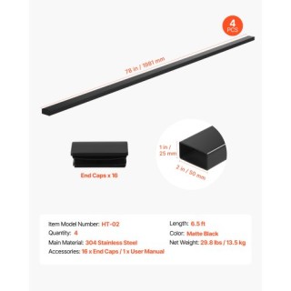 VEVOR Σετ 4 Ανοξείδωτα Κάγκελα 198 cm για Σκάλες και Μπαλκόνια LGFS...