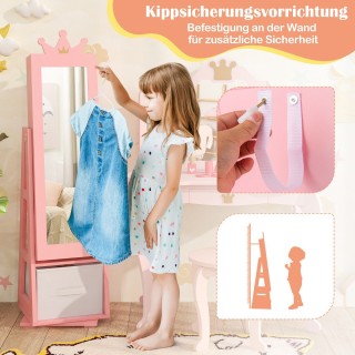 Costway  Παιδική Ντουλάπα Κοσμημάτων με Ολόσωμο Καθρέφτη και Περιστ...