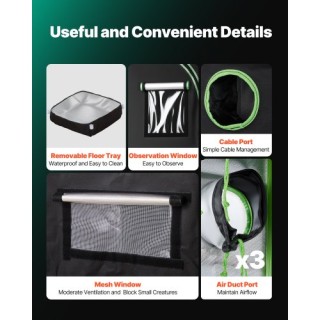 VEVOR Εσωτερική Σκηνή Καλλιέργειας 60 x 60 x 180 εκ., 600D Ανακλαστ... VEVOR Εσωτερική Σκηνή Καλλιέργειας 60 x 60 x 180 εκ., 600D Ανακλαστ...