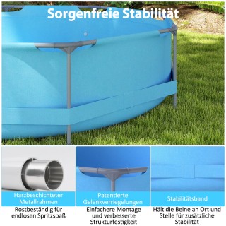 Costway Πισίνα Κήπου Στρογγυλή με Αντλία Φίλτρου, 6125L, 3,6m x 76c...