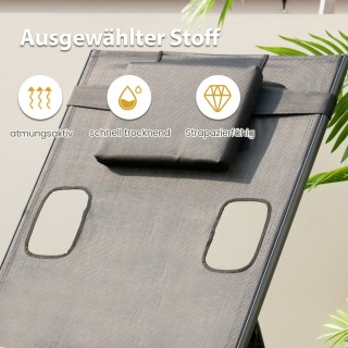 Costway  Ξαπλώστρα Ηλιοθεραπείας με Ρυθμιζόμενη Πλάτη 163–207 x 63 ...