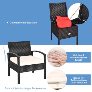 Costway  Σετ Επίπλων 3 Τεμαχίων από PE Rattan για Εσωτερικούς και Ε...