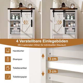 Costway Λευκός Καμπινές Μπάνιου με Συρόμενη Πόρτα Αχυρώνα και Ρυθμι...