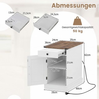 Costway Λευκός βοηθητικός τραπεζάκι με ράφι και ενσωματωμένο σταθμό... Costway Λευκός βοηθητικός τραπεζάκι με ράφι και ενσωματωμένο σταθμό...