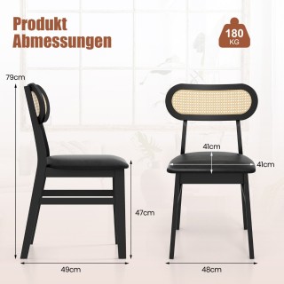 Costway  Σετ 2 Ξύλινες Καρέκλες Τραπεζαρίας με Επένδυση PU Δέρματος...