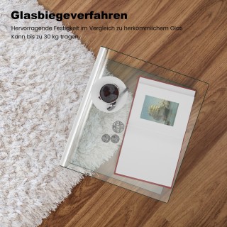 Costway Διαφανές Γυάλινο Πλαϊνό Τραπέζι U-σχήματος 45x45x41 εκ. HW6...