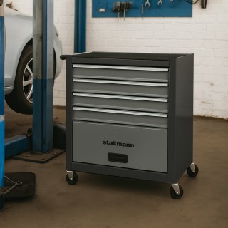 STAKMANN Καρότσι Εργαλείων με 4 Συρτάρια Γκρι Καροτσάκι Εργαλείων α...