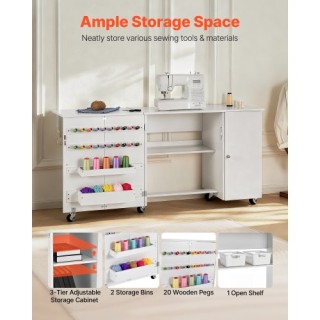 VEVOR Πτυσσόμενο Τραπέζι Ραπτικής με Ντουλάπι, Λευκό – Πολυχρηστικό... VEVOR Πτυσσόμενο Τραπέζι Ραπτικής με Ντουλάπι, Λευκό – Πολυχρηστικό...