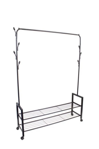 Floor-standing Clothes Hanger with 2 Shelves and Wheels MODERNHOME GH...