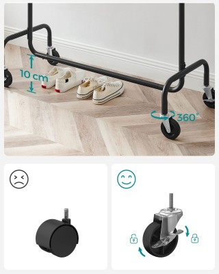 Μεταλλική Τροχήλατη Κρεμάστρα Ρούχων Βαρέως Τύπου 110–150 x 45 x 16... Μεταλλική Τροχήλατη Κρεμάστρα Ρούχων Βαρέως Τύπου 110–150 x 45 x 16...