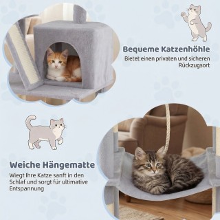 Costway Δέντρο γάτας 158 εκ. πολυεπίπεδο με πλατφόρμα, φωλιά, αιώρα...