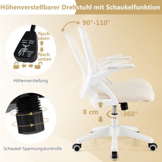 Costway Εργονομική Καρέκλα Γραφείου με Ανακλινόμενα Μπράτσα και Ρυθ...