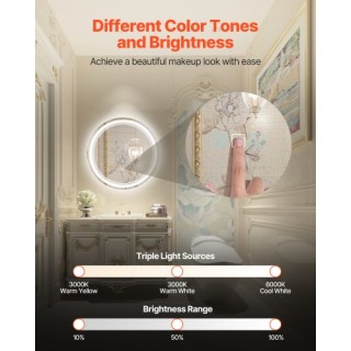 VEVOR Καθρέφτης Μπάνιου LED με 3 Χρώματα και Αντιθαμβωτική Λειτουργ... VEVOR Καθρέφτης Μπάνιου LED με 3 Χρώματα και Αντιθαμβωτική Λειτουργ...