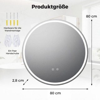 Costway Στρογγυλός Καθρέφτης Ø80 cm με LED Φωτισμό, Ρυθμιζόμενη Φωτ... Costway Στρογγυλός Καθρέφτης Ø80 cm με LED Φωτισμό, Ρυθμιζόμενη Φωτ...