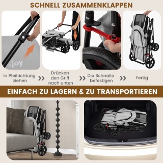 Costway Διπλός Καροτσάκι Κατοικίδιων έως 16 kg με Δίχτυ και Θήκη Πο...