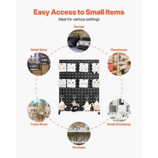 VEVOR Μαύρο Σταντ Προβολής με 30 Γάντζους και Πάνελ Πλέγματος (Σετ ...