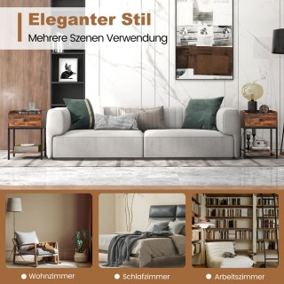 Costway  Πολυλειτουργικό Κομοδίνο με Ενσωματωμένο Σταθμό Φόρτισης κ...