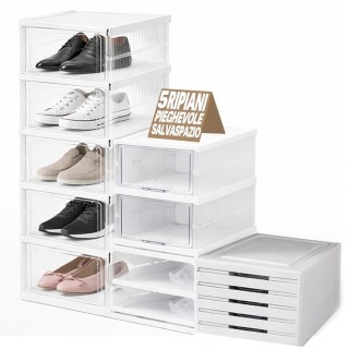 BAKAJI Πτυσσόμενη Πλαστική Παπουτσοθήκη 5 Ραφιών Διάφανη Εξοικονόμη... BAKAJI Πτυσσόμενη Πλαστική Παπουτσοθήκη 5 Ραφιών Διάφανη Εξοικονόμη...