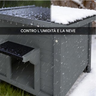 BAKAJI Γκρι Ξύλινο Σπιτάκι Κατοικιδίων με Ανοιγόμενη Σκεπή 60x58x47...