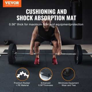 VEVOR  Πλακάκια Γυμναστηρίου 0.56 με Καουτσούκ & Αφρό EVA Μαύρο & Μ...