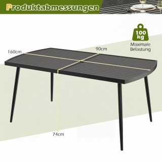 Costway Τραπέζι κήπου εξωτερικού χώρου 160 x 90 cm, μεταλλικό, για ...