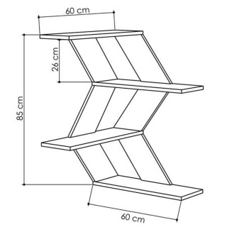 BAKAJI Μοντέρνα γωνιακή βιβλιοθήκη τοίχου με 4 ράφια λευκό ξύλο 028...