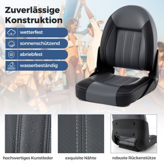 Costway Σετ 2 Πτυσσόμενων Καθισμάτων Σκαφών με 7εκ. Αφρώδη Επένδυση...