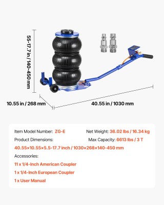 VEVOR Αερόσακος Ανύψωσης 3 Τόνων με Τριπλή Σακούλα και Έξι Άξονες α... VEVOR Αερόσακος Ανύψωσης 3 Τόνων με Τριπλή Σακούλα και Έξι Άξονες α...